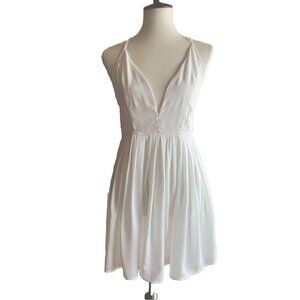 Lioness Nasty Gal Women's White Pleated Strappy Plunging Mini Dress Size M